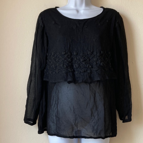 Funhouse NYC Black Lace Layered Sheer Blouse One Size - Picture 14 of 16